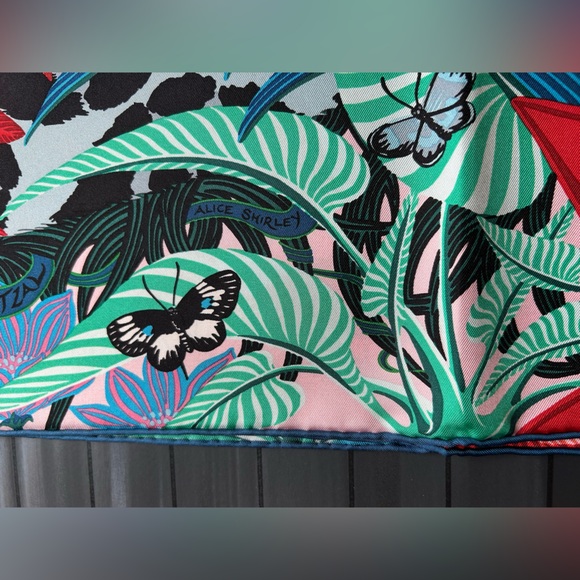 Hermes scarf silk Carre 35" x 35" jaguar quetzal Green Blue Red Black - Picture 4 of 11